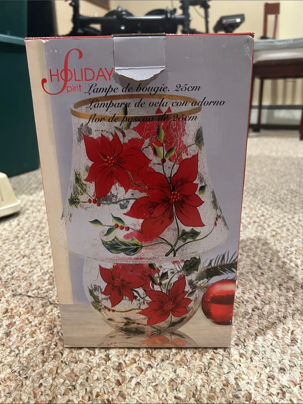 Red Poinsettia Candle Lamp